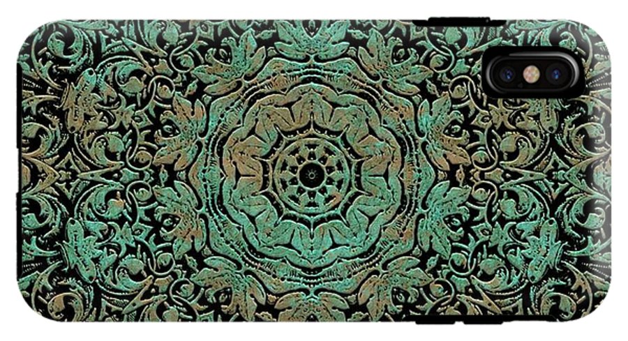 Green Copper Floral Kaleidoscope - Phone Case