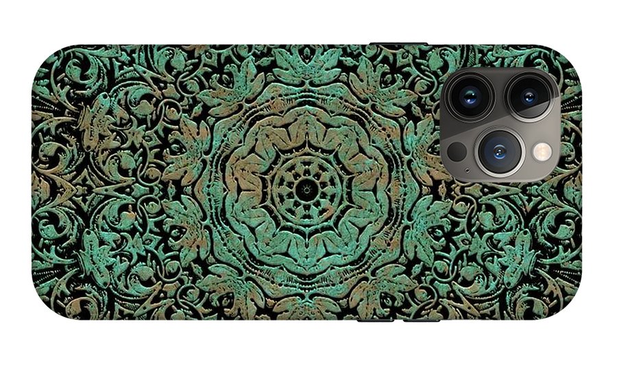 Green Copper Floral Kaleidoscope - Phone Case