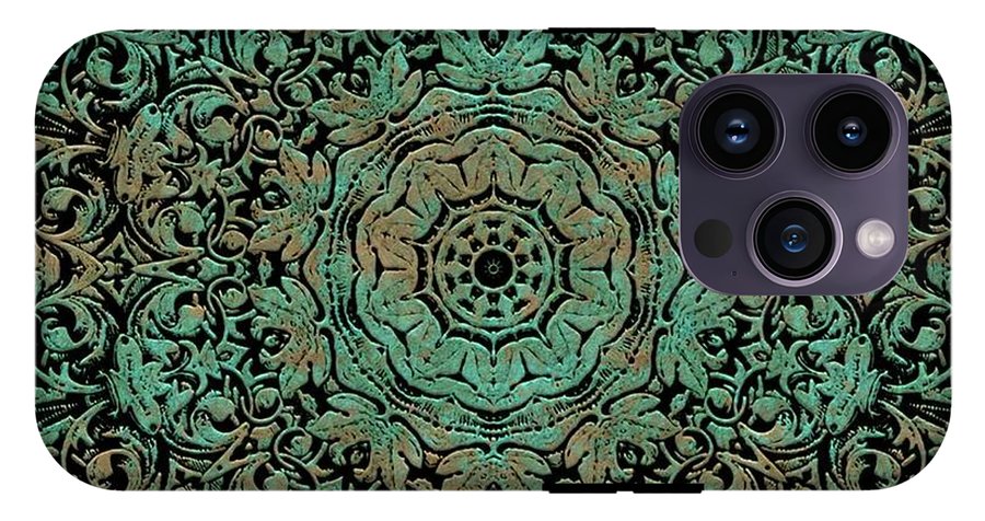 Green Copper Floral Kaleidoscope - Phone Case
