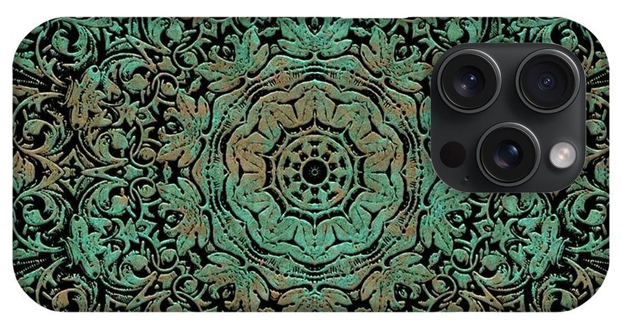Green Copper Floral Kaleidoscope - Phone Case