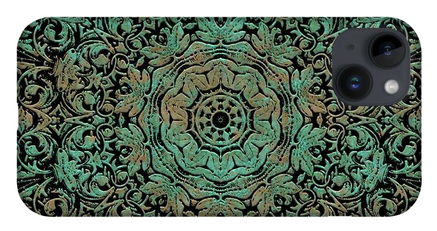 Green Copper Floral Kaleidoscope - Phone Case