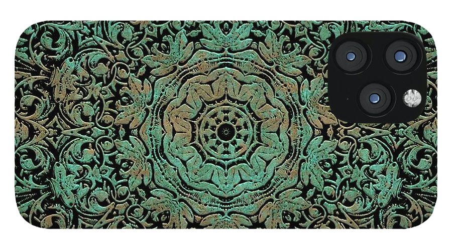 Green Copper Floral Kaleidoscope - Phone Case