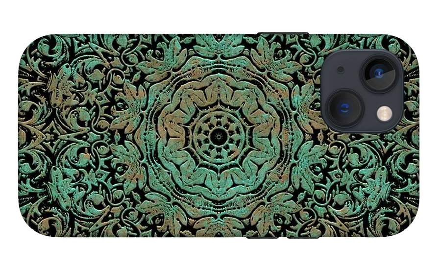 Green Copper Floral Kaleidoscope - Phone Case