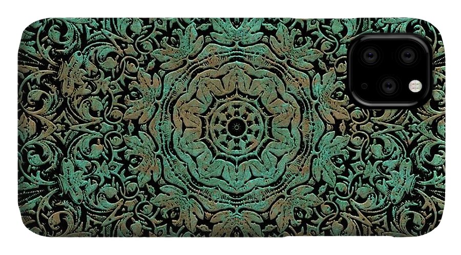 Green Copper Floral Kaleidoscope - Phone Case