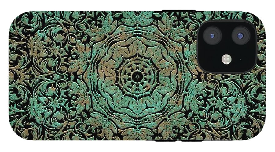 Green Copper Floral Kaleidoscope - Phone Case