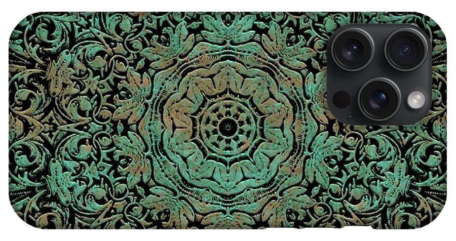 Green Copper Floral Kaleidoscope - Phone Case