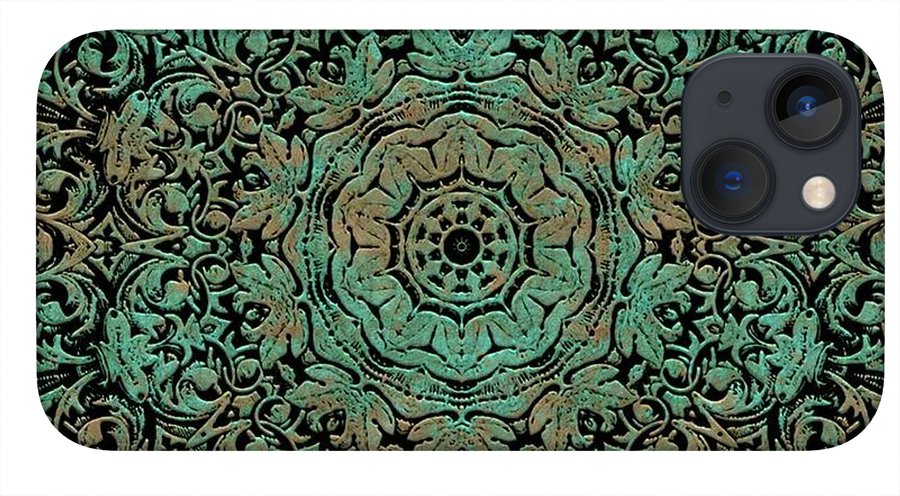 Green Copper Floral Kaleidoscope - Phone Case