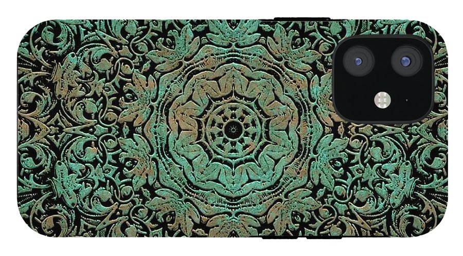 Green Copper Floral Kaleidoscope - Phone Case
