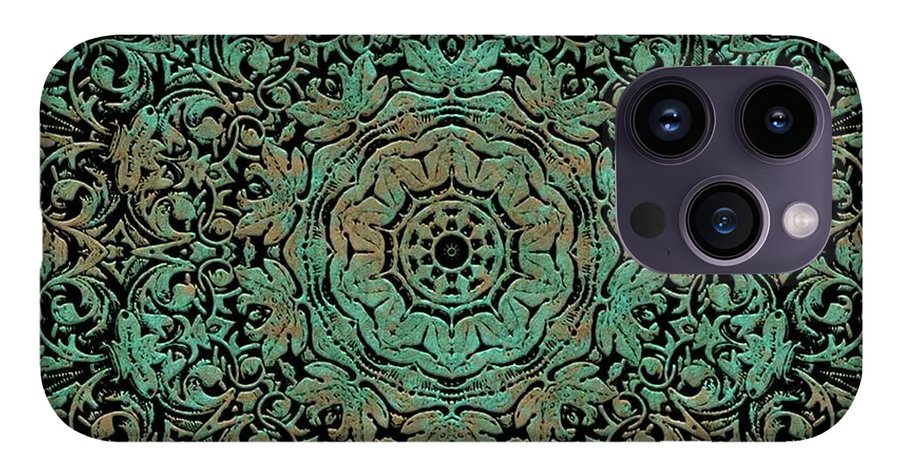 Green Copper Floral Kaleidoscope - Phone Case