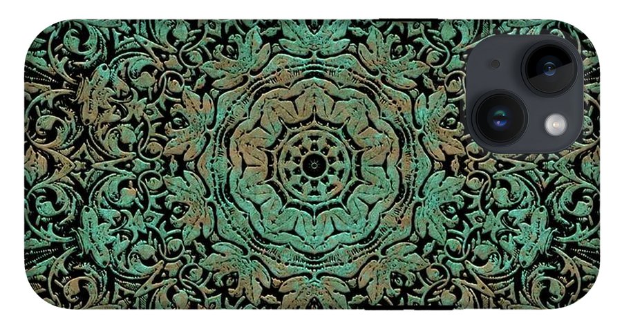 Green Copper Floral Kaleidoscope - Phone Case