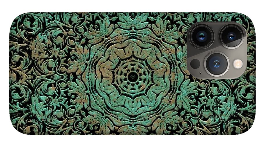 Green Copper Floral Kaleidoscope - Phone Case