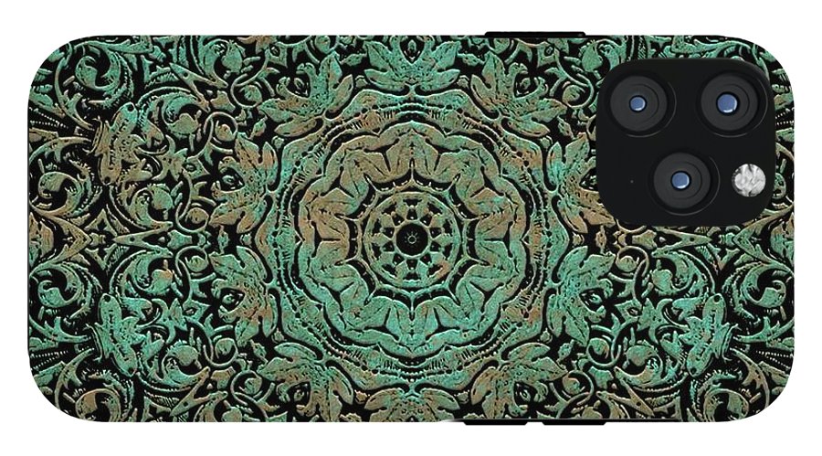 Green Copper Floral Kaleidoscope - Phone Case