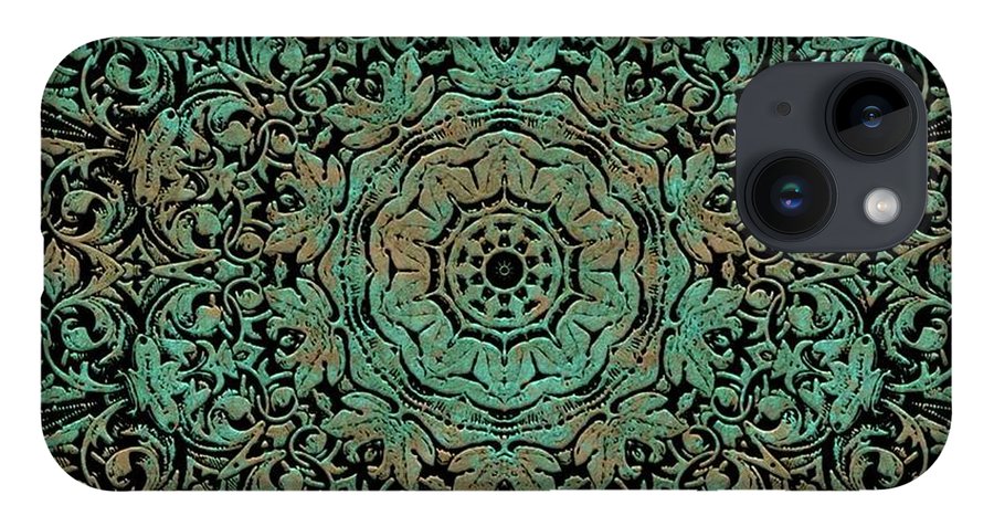 Green Copper Floral Kaleidoscope - Phone Case