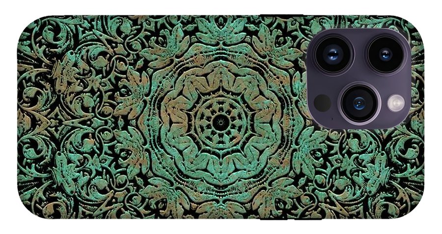 Green Copper Floral Kaleidoscope - Phone Case