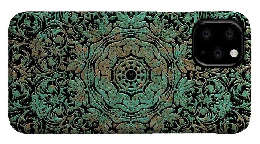 Green Copper Floral Kaleidoscope - Phone Case