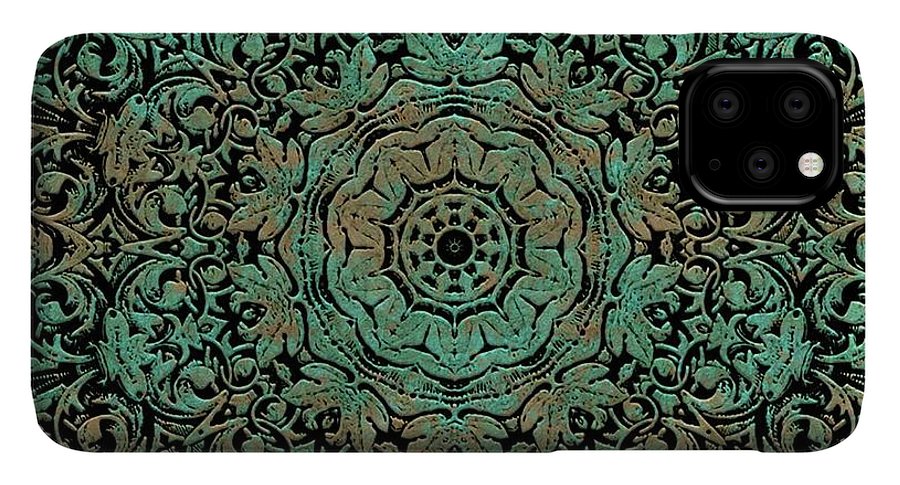 Green Copper Floral Kaleidoscope - Phone Case