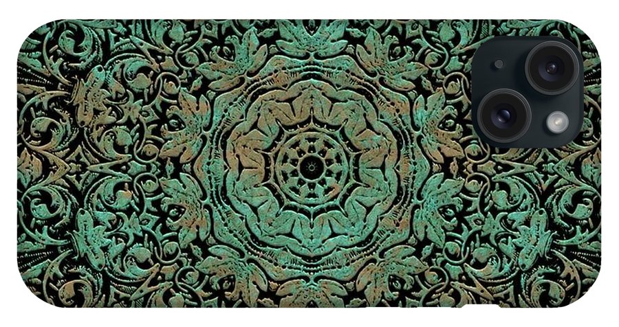 Green Copper Floral Kaleidoscope - Phone Case