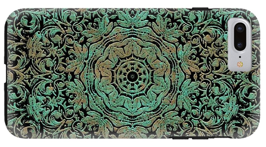 Green Copper Floral Kaleidoscope - Phone Case