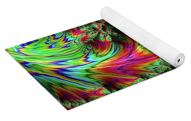 Green Feather Fractal - Yoga Mat