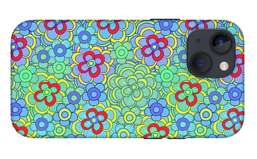 Green Retro Flowers - Phone Case