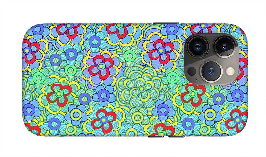 Green Retro Flowers - Phone Case