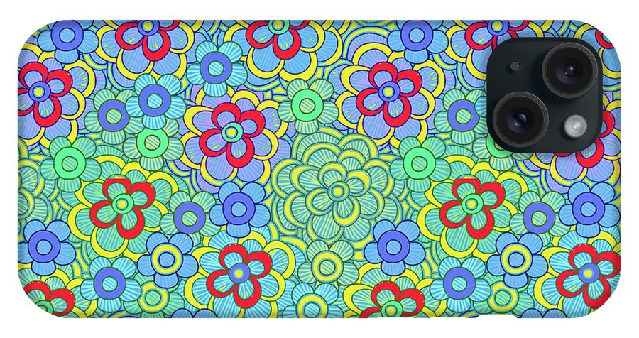 Green Retro Flowers - Phone Case