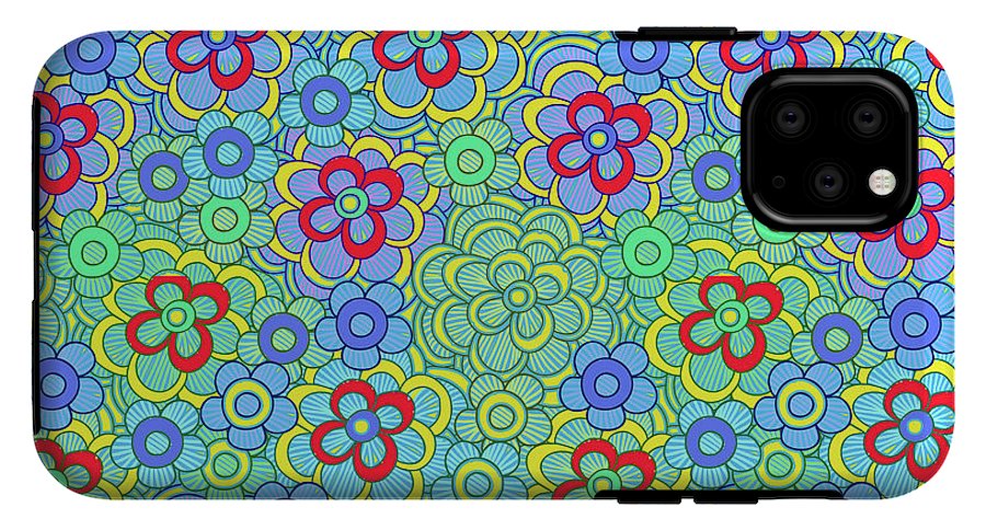 Green Retro Flowers - Phone Case