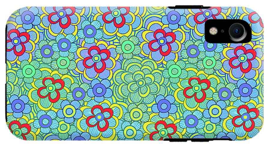 Green Retro Flowers - Phone Case