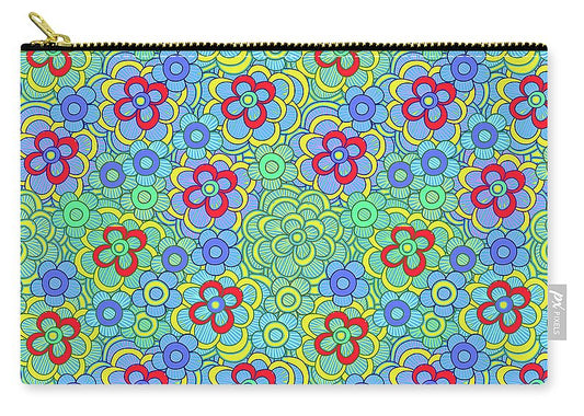Green Retro Flowers - Carry-All Pouch