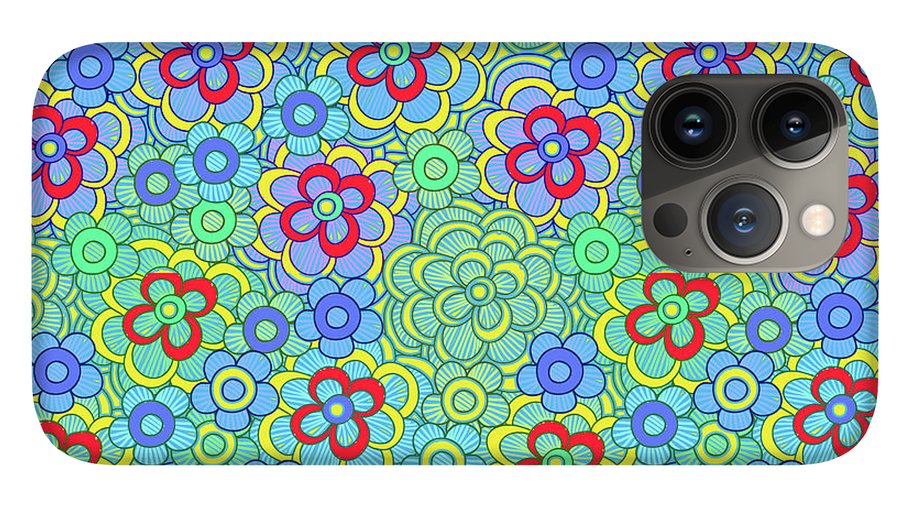 Green Retro Flowers - Phone Case