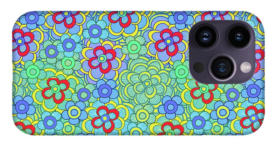 Green Retro Flowers - Phone Case