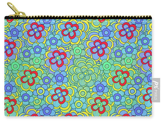 Green Retro Flowers - Carry-All Pouch