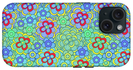 Green Retro Flowers - Phone Case