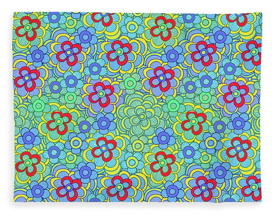 Green Retro Flowers - Blanket
