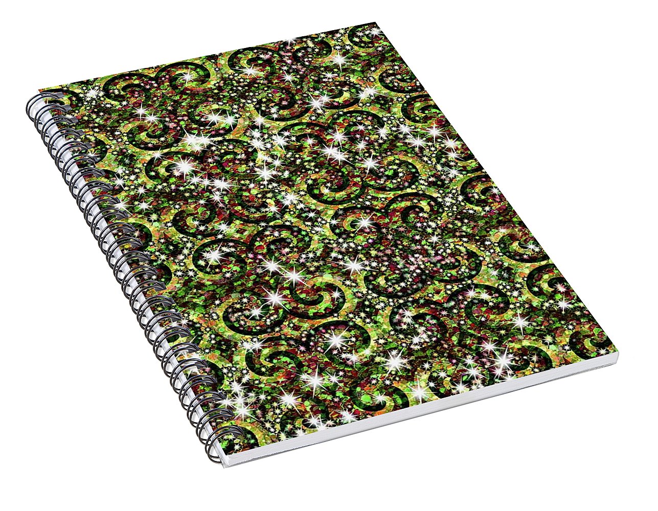 Green Sparkle Swirl - Spiral Notebook