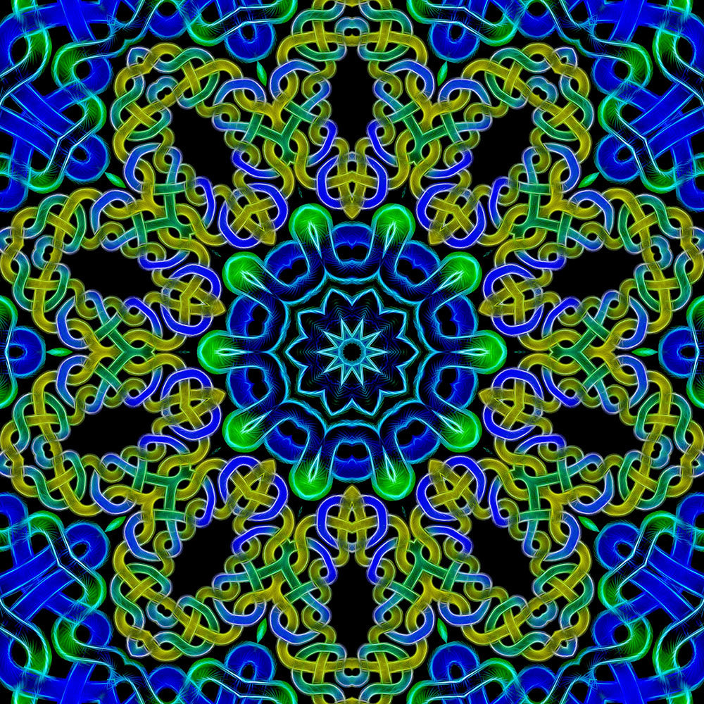 Green Blue Celtic Kaleidoscope Digital Image Download