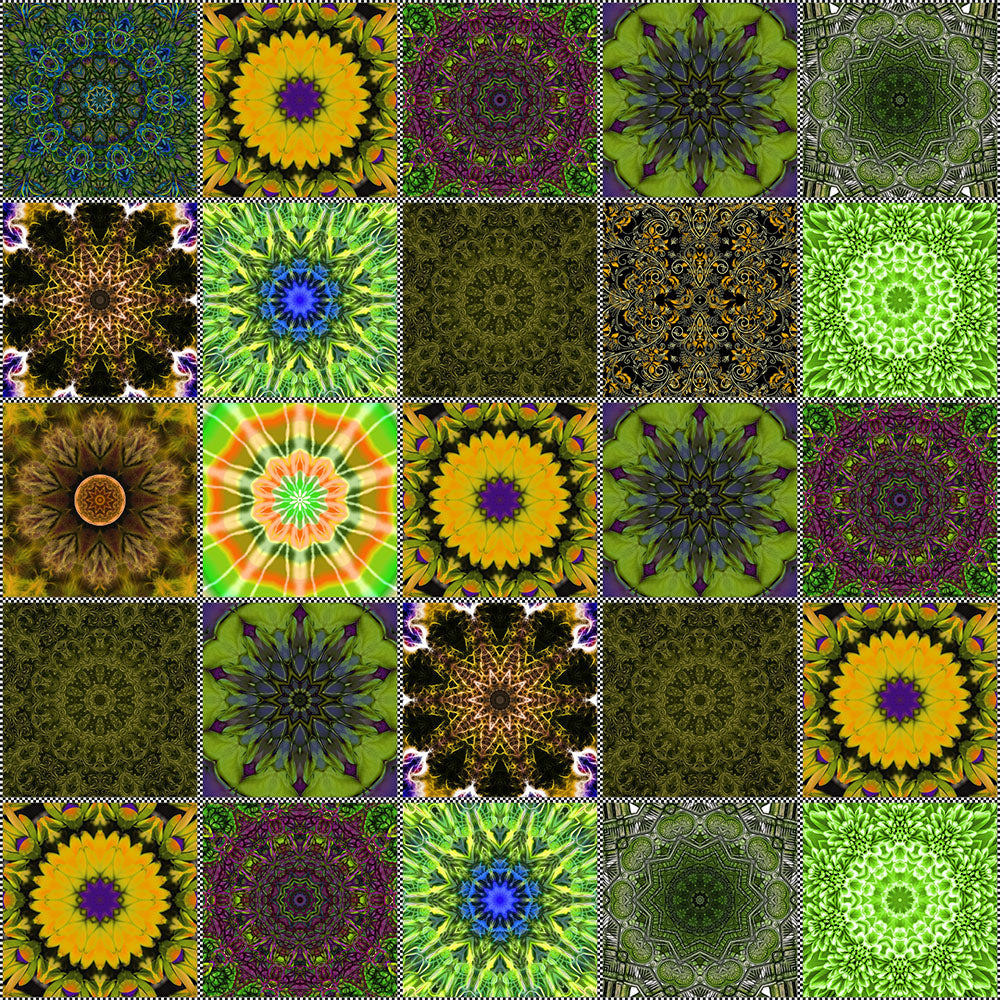 Green Crazy Quilt Digital Image Download
