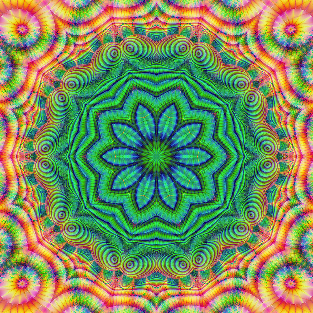 Green Fractal Kaleidoscope Digital Image Download