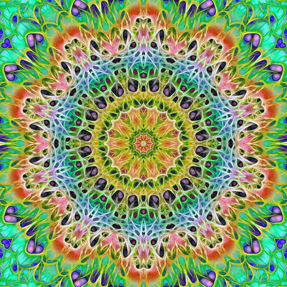 Green Orange Kaleidoscope Digital Image Download