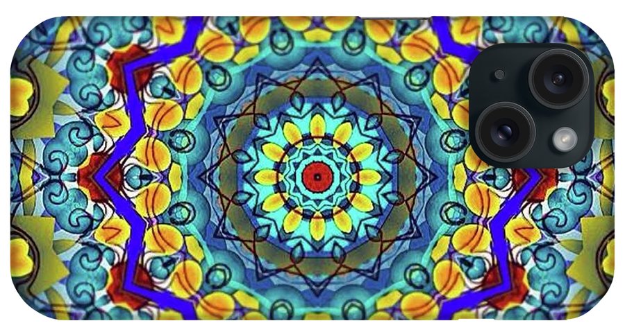 Hand Drawn Sea Green With Swirls Kaleidoscope - Phone Case