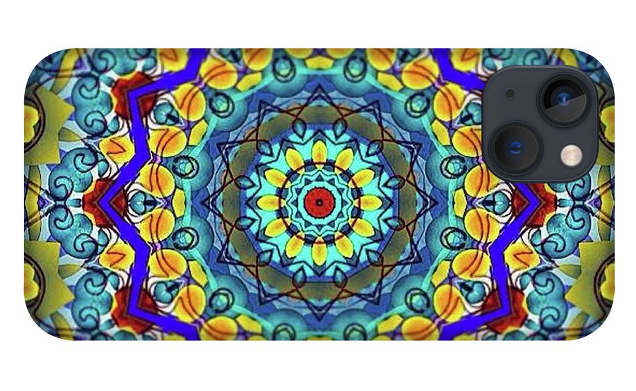 Hand Drawn Sea Green With Swirls Kaleidoscope - Phone Case