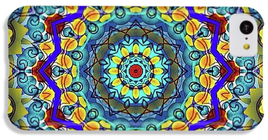 Hand Drawn Sea Green With Swirls Kaleidoscope - Phone Case