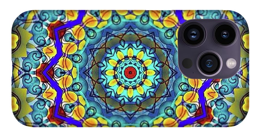 Hand Drawn Sea Green With Swirls Kaleidoscope - Phone Case