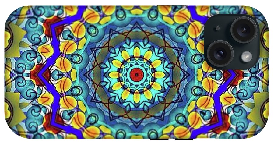 Hand Drawn Sea Green With Swirls Kaleidoscope - Phone Case