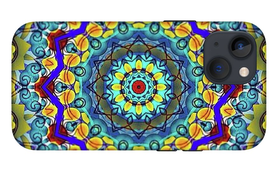 Hand Drawn Sea Green With Swirls Kaleidoscope - Phone Case