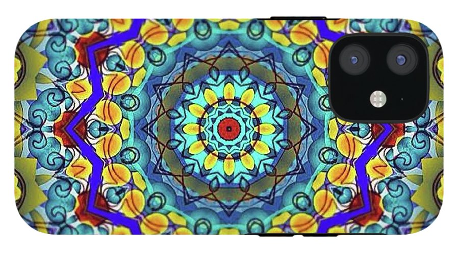 Hand Drawn Sea Green With Swirls Kaleidoscope - Phone Case
