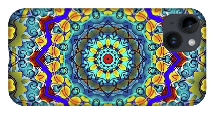 Hand Drawn Sea Green With Swirls Kaleidoscope - Phone Case