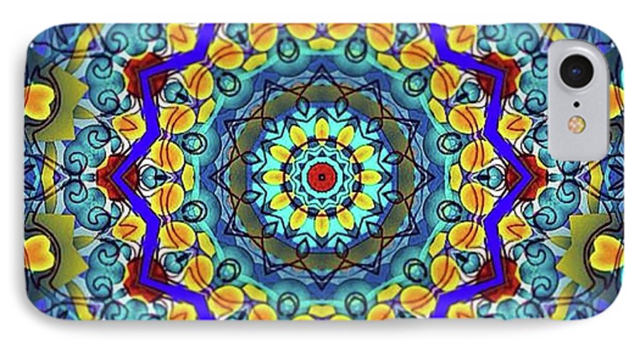 Hand Drawn Sea Green With Swirls Kaleidoscope - Phone Case