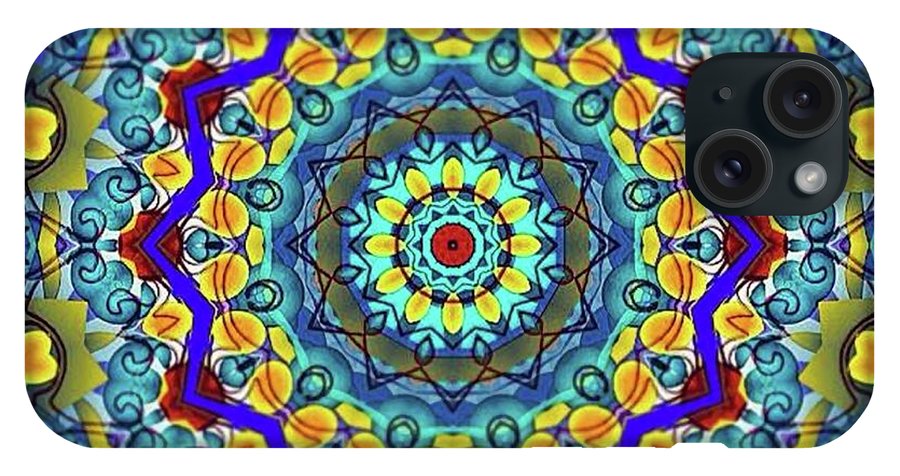 Hand Drawn Sea Green With Swirls Kaleidoscope - Phone Case