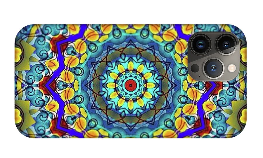 Hand Drawn Sea Green With Swirls Kaleidoscope - Phone Case